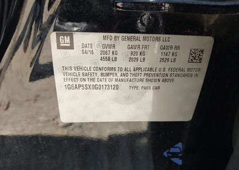 2016 Cadillac Cts Standard from USA, damaged, VIN 1G6AP5SX0G0173120